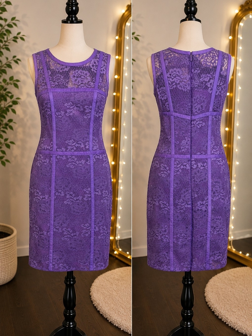 Purple Lace Sheath Dress